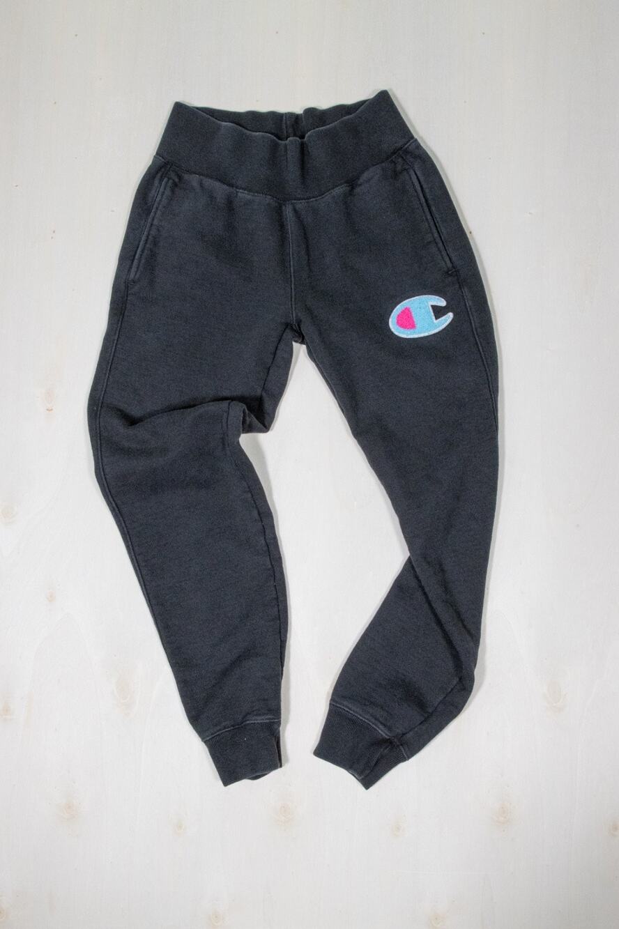 Champion Reverse Weave Joggers Big C Chenille Logo Sweatpants XS Black